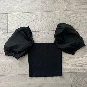 Wilfred Black Puff Sleeve Top
